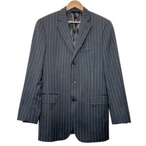 Brooks Brothers Regent Fit Wool Pinstripe 1818 Suit Blazer 40L Grey White Italy